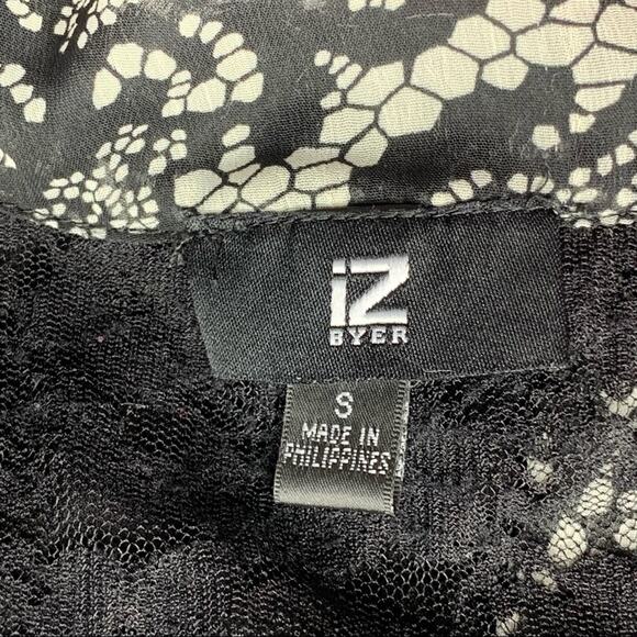 IZ BYER Top Sleeveless Black and White Size S Front Ruffles Lace o… - Picture 8 of 10